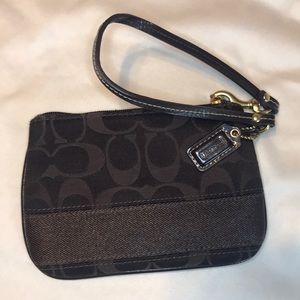 Brown canvas Coach wristlet